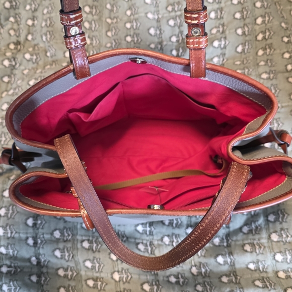 Dooney & Bourke Gray Tote with Brown Trim - Picture 3 of 3